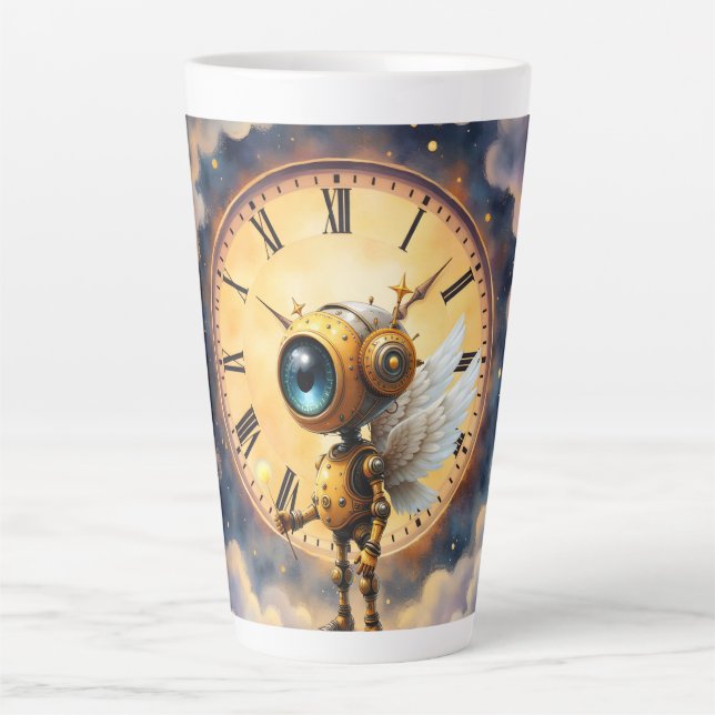 Caneca De Café Latte Robby the Winged Timekeeper – Wings of Time Series (Frente)