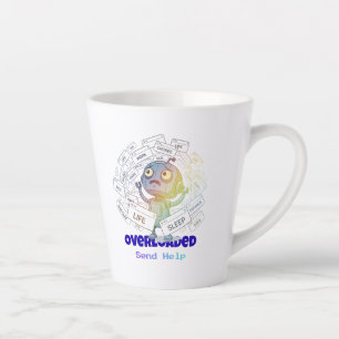 Caneca De Café Latte Robô Sobrecarregado Envie Ajuda Engraçado Ansiedad