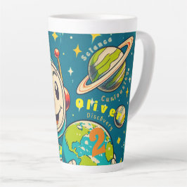 Caneca De Café Latte Robô Vintage no Espaço Ciência Curiosidade Descobe