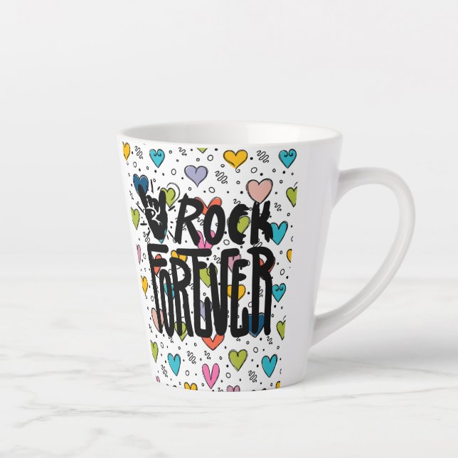 Caneca De Café Latte rock para sempre (Direita)