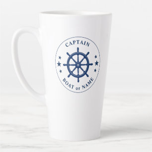 Caneca De Café Latte Roda do navio Capitão Barco ou Nome Grande 2 Lado