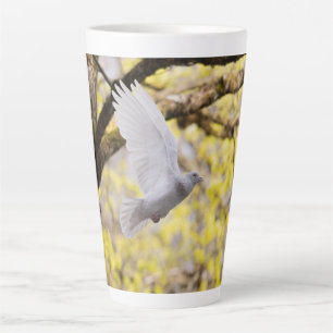Caneca De Café Latte Rola Branca Pomba Simbolo de Amor & Paz Pombo Cute