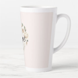 Caneca De Café Latte Romantic Blush Roses Feathers Heart Love