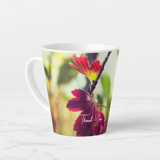 Caneca De Café Latte Romantic Flower Boho – Botanical Fantasy Thanks (Ângulo esquerdo)