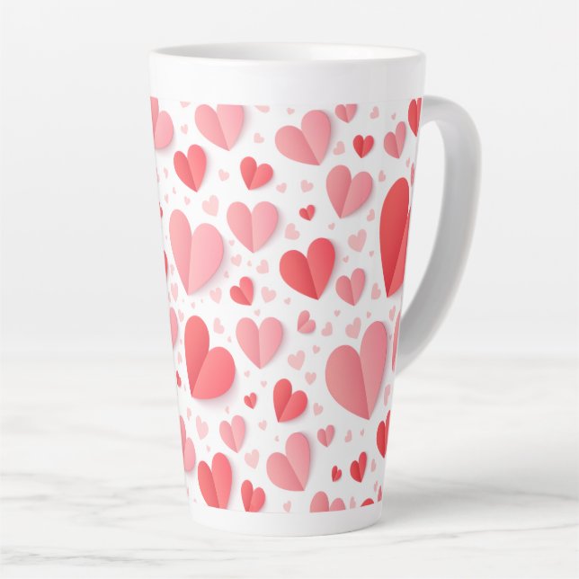 Caneca De Café Latte Romantic Red Heart Happy Valentine’s Day Love Gift (Ângulo direito)