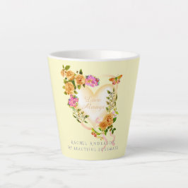 Caneca De Café Latte Romântica, Dourada Rosa, Amor Sempre Beige Lata