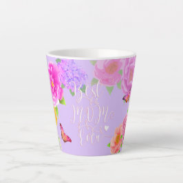 Caneca De Café Latte Romântica Púrpura do Jardim de Peônias Melhor Mãe