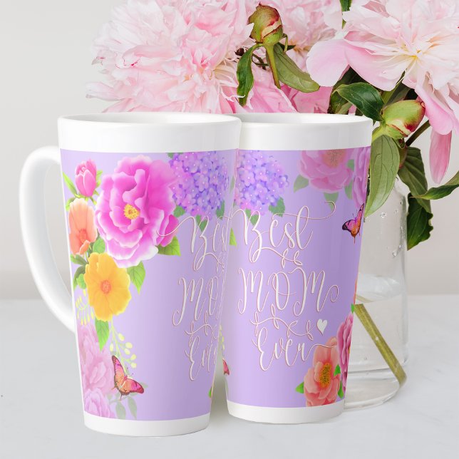 Caneca De Café Latte Romântica Púrpura do Jardim de Peônias Melhor Mãe (Romantic Peonies Best Mom Ever Latte Mug Purple.
You can personalized it with "  With Love, name".)