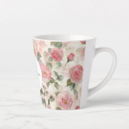 Caneca De Café Latte Romântica Rosas Rosa Escamosas Floral