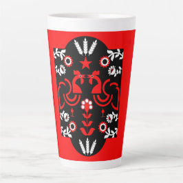 Caneca De Café Latte Rooster Cockerel Nordic Scandinavian Folart