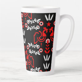 Caneca De Café Latte Rooster Cockerel Scandinavian Folart
