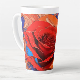 Caneca De Café Latte Rosa Artística Abstrata Marmoreada