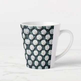 Caneca De Café Latte Rosa Branca de Porcelana