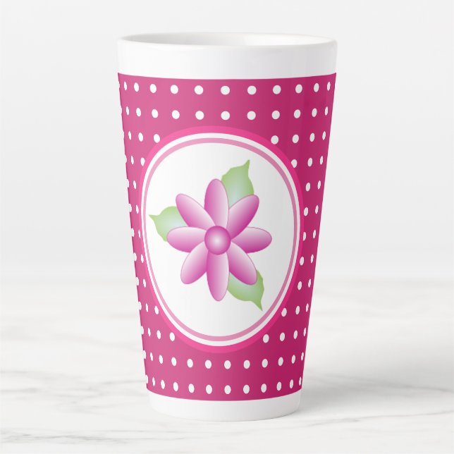 Caneca De Café Latte Rosa Brilhante Com Branco (Frente)