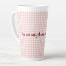 Rosa claro Gingham Pattern Latte Mug