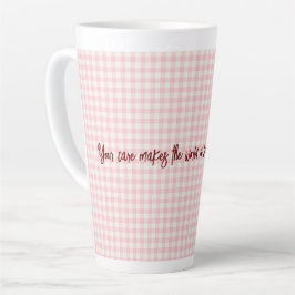 Caneca De Café Latte Rosa claro Gingham Pattern Latte Mug