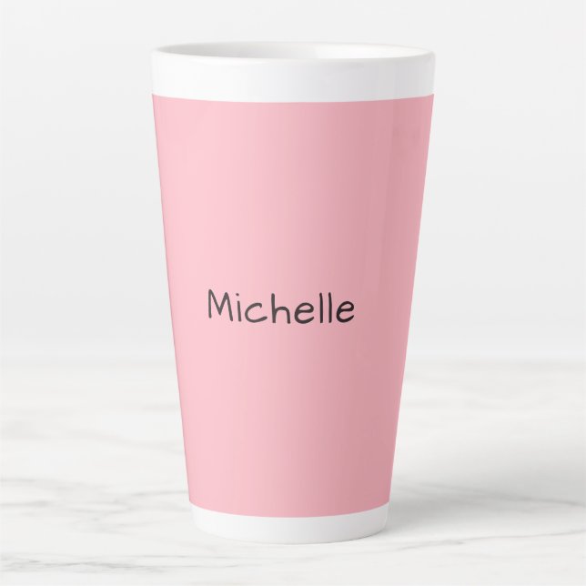 Caneca De Café Latte Rosa Claro Profissional Único Casual Caligrafia (Frente)