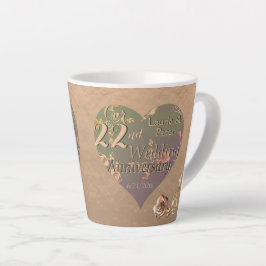Caneca De Café Latte rosa Corações do 22º aniversário do Casamento de C