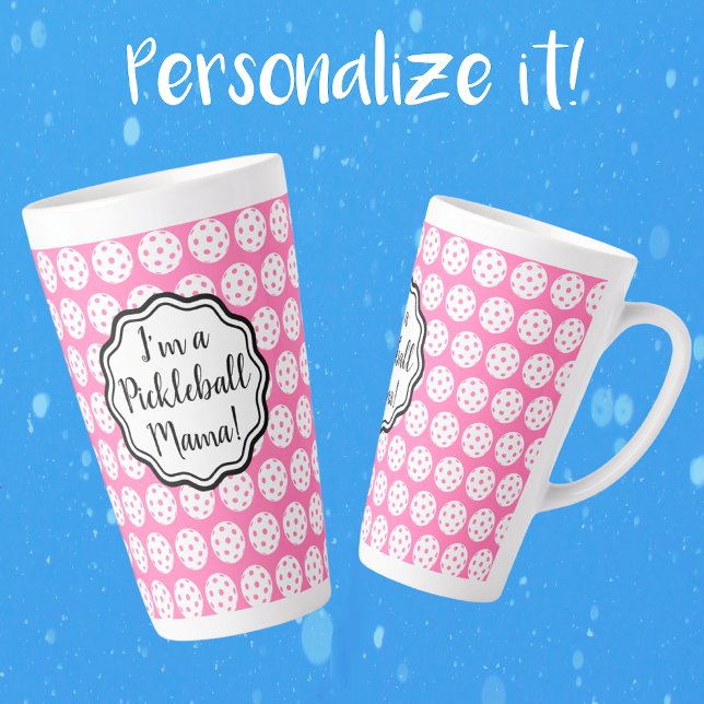 Caneca De Café Latte Rosa De Cravo Personalizado E Pickleball Branco (Perfect for Mothers Day or Birthday!)