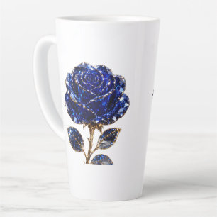 Caneca De Café Latte Rosa de Cristal Dourada Azul Real
