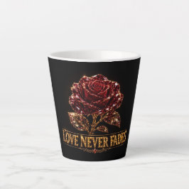Caneca De Café Latte Rosa de Cristal Rubi – O Amor Nunca Desvanece
