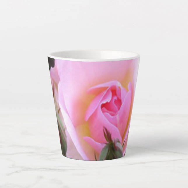 Caneca De Café Latte Rosa de Inglês rosa perfeito (Frente)
