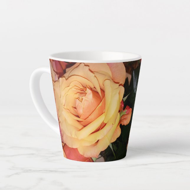 Caneca De Café Latte Rosa de pêssego (Ângulo esquerdo)