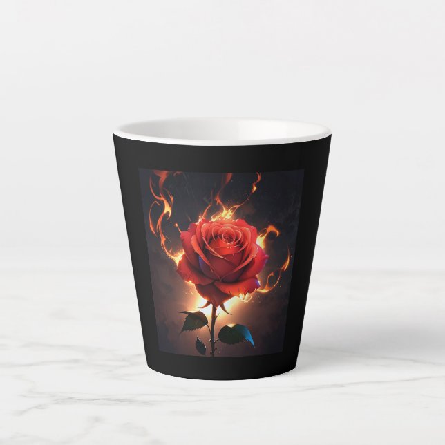 Caneca De Café Latte Rosa de queimada - A paixão enfrenta destruição em (Frente)