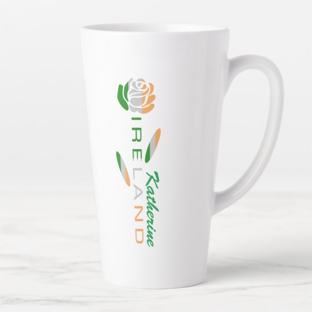 Caneca De Café Latte Rosa de Sinalizador Irlandês Personalizado Grande (Direita)