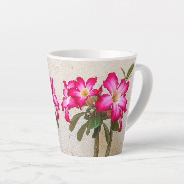 Caneca De Café Latte Rosa do deserto Flores Latte Mug (Ângulo direito)