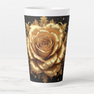 Caneca De Café Latte Rosa Dourada Luxuosa