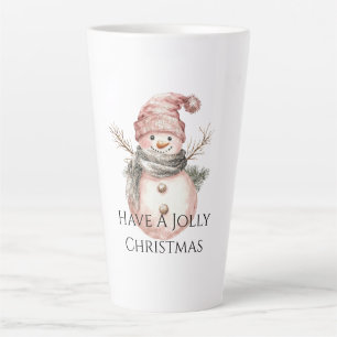 Caneca De Café Latte Rosa Dourado Natal Snowman