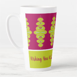 Caneca De Café Latte Rosa E Verde limão