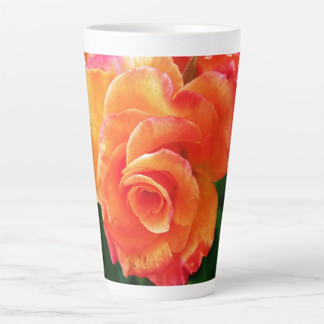 Caneca De Café Latte Rosa flor de laranja (Frente)