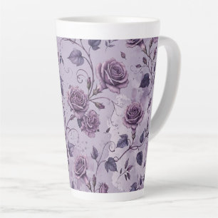 Caneca De Café Latte Rosa Lavanda Empoeirada Tons Sonhadores Florais