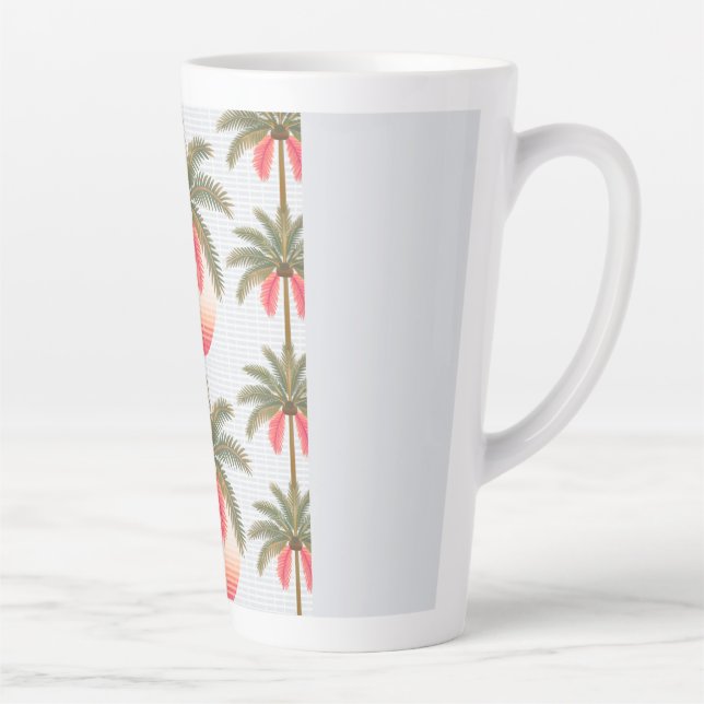 Caneca De Café Latte Rosa Palmenmuster mit Sonnenverlauf Zweifarbige Ta (Direita)