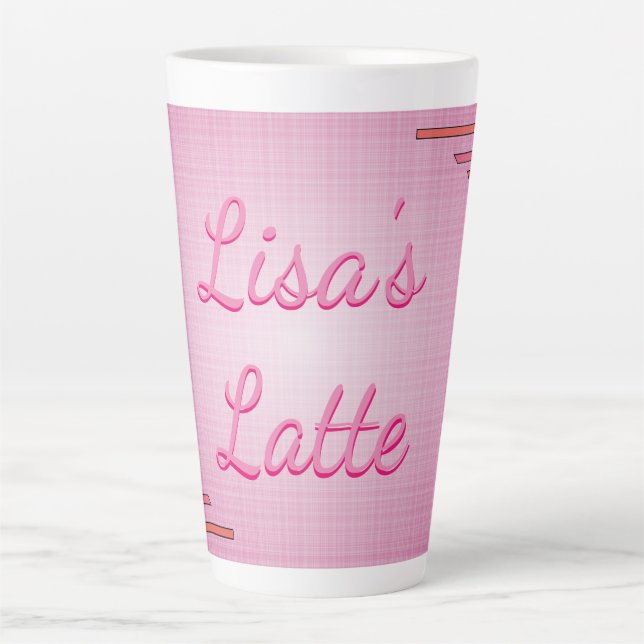 Caneca De Café Latte Rosa Personalizado Concebido (Frente)