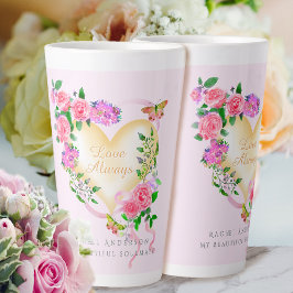Caneca De Café Latte Rosa Rosa Rosa Romântica Adora Sempre Latino Rosa