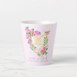 Caneca De Café Latte Rosa Rosa Rosa Romântica Adora Sempre Latino Rosa