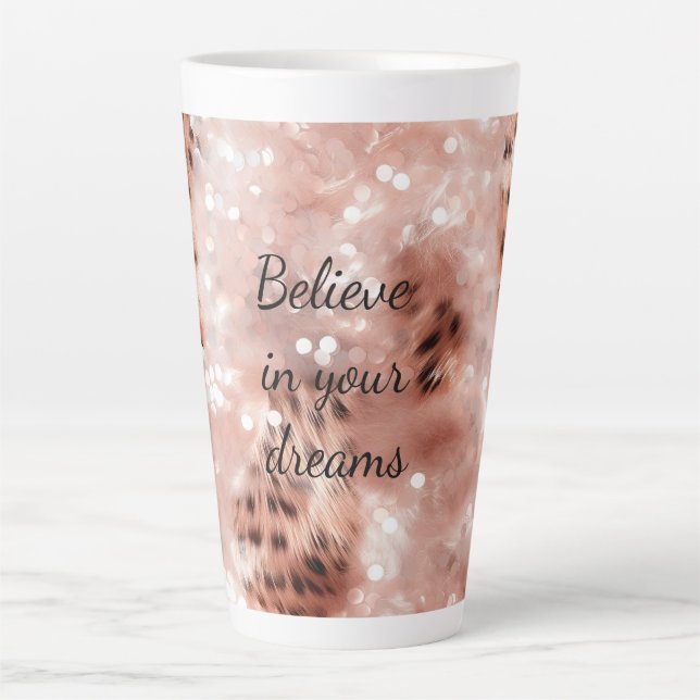 Caneca De Café Latte Rosa Rosa Rosa-Rosa-na moda, Rosa Dourada Leopardo (Frente)