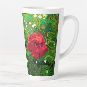 CANECA DE CAFÉ LATTE ROSA VERMELHA