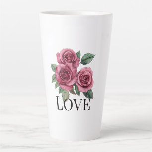 Caneca De Café Latte Rosa vermelha Floral Love