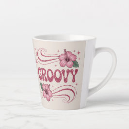 Caneca de Café Latte Rosa Vintage Hibisco