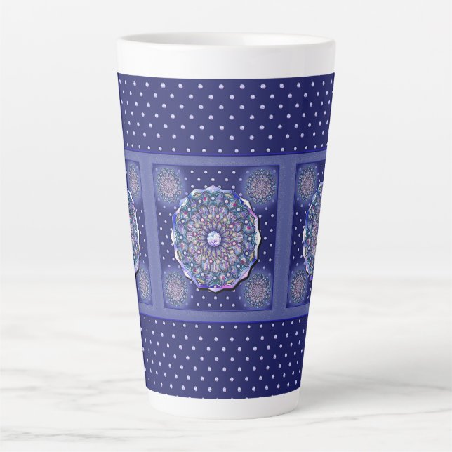 Caneca De Café Latte Rosace Azul (Frente)