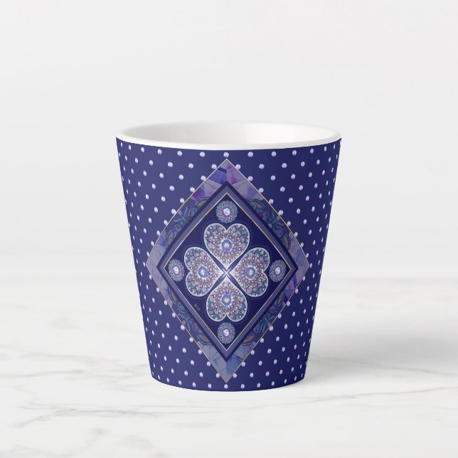Caneca De Café Latte Rosace Azul (Frente)