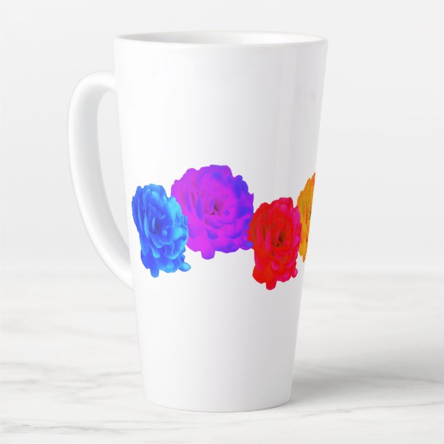 Caneca De Café Latte Rosas arco-íris (Ângulo esquerdo)