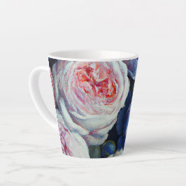 Caneca De Café Latte Rosas Barrocas Clássicas Design Floral