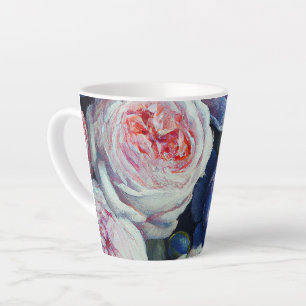 Caneca De Café Latte Rosas Barrocas Clássicas Design Floral