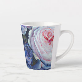 Caneca De Café Latte Rosas Barrocas Clássicas Design Floral