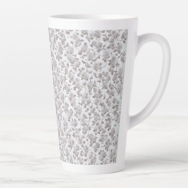 Caneca De Café Latte Rosas brancas D (Direita)